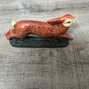 Vintage Heritage Running Rabbit Folk Art Figurine Hand Painted Made In Portugal